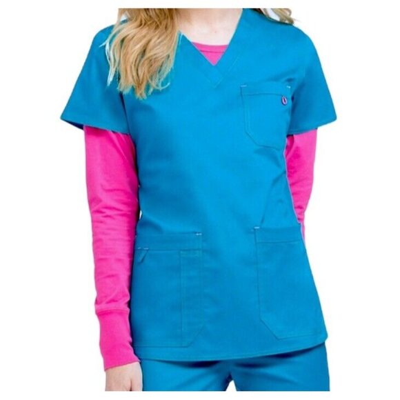 Med Couture Other - Med Couture MC2 Multi Pocket Teal V-Neck Medical Scrub Top & Pant Set Size Small